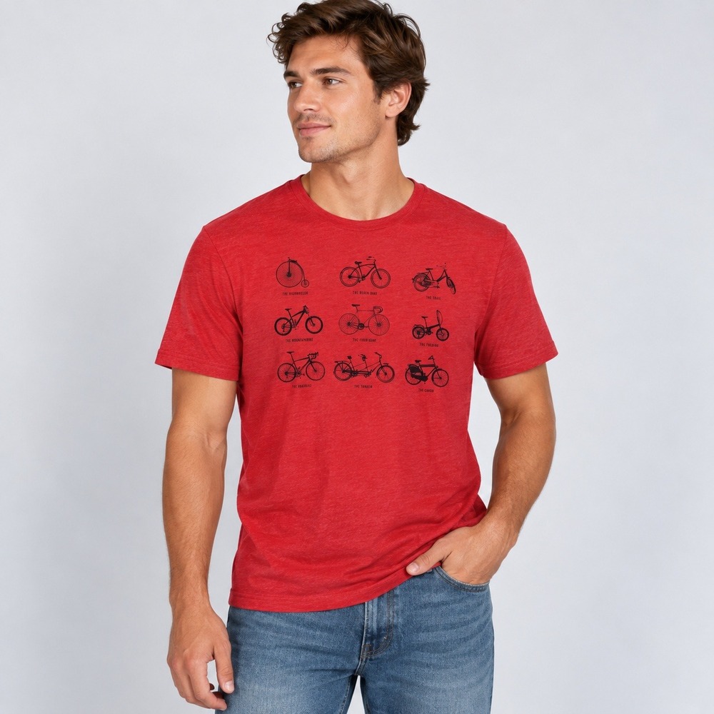 Banana Republic Mens Small Red Bicycle Graphic Short Sleeve T-Shirt